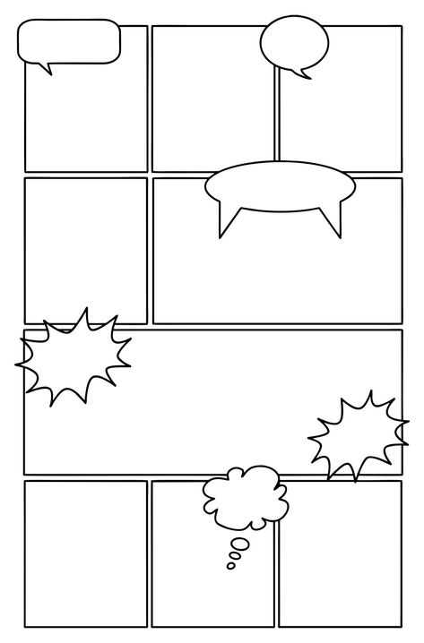 Blank Comic Strip Template, Blank Comic Book Pages, Comic Strip Template, Comic Template, Create Your Own Comic, Cartoon Template, Blank Comic Book, Comic Book Template, Create A Comic