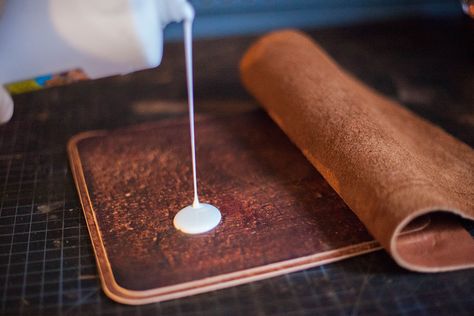 Make This: A DIY Sophisticated Leather Mouse Pad for Your Office - ManMade DIY Diy Mouse Pad, Diy Leather Working, Leather Working Projects, Professional Man, Leather Glue, Leather Working Tools, Leather Scrap, Best Glue, Leather Mouse