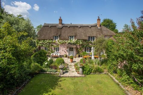 Pink thatched cottage Contemporary Style Furniture, Country Living Uk, Thatched House, Pink Cottage, Cottage Exterior, Thatched Cottage, Dream Cottage, A Fairy Tale, English Cottage