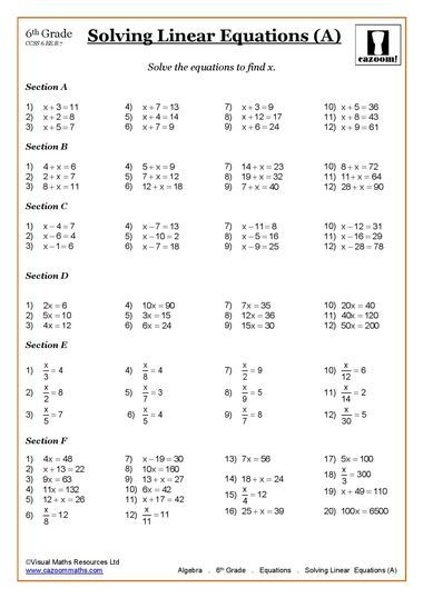 Linear Equations Worksheet, Algebra Equations Worksheets, Equations Worksheets, Simplifying Expressions, Solving Linear Equations, Math Practice Worksheets, Algebra Equations, Algebra Worksheets, Solving Equations