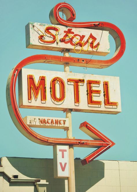 #vintage #neon #sign Old Motel, Retro Signage, Motel Sign, Handy Wallpaper, Vintage Neon Signs, Retro Sign, Orange Aesthetic, Picture Collage Wall, Old Signs