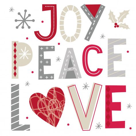 Peace Christmas Decorations, Joy Peace Love Christmas, Christmas Card Decorations, Typography Christmas Card, Peace Love Christmas, Christmas Letter Template, Christmas Greetings Quotes, Joy Peace Love, Typography Christmas