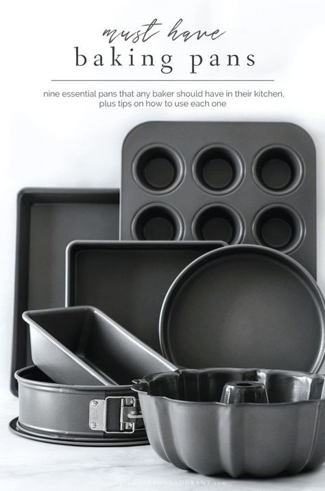 Nine essential baking pans that anyone should have in their kitchen, plus tips on how to use each one.  |  www.andersonandgrant.com Homemade Sandwich Bread, Kitchen Decor Collections, Flat Pan, Homemade Sandwich, Baking 101, Square Cake Pans, Baking Essentials, Baking Set, Baking Mix