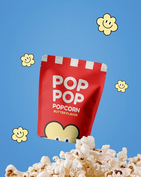 Popcorn sachet mockup, food packaging design psd | premium image by rawpixel.com / ploypalyn Corn Packaging, Popcorn Brands, Premium Snacks, Popcorn Packaging, Graphic Designer Studio, Packaging Snack, Snack Packaging, Mockup Packaging, Popcorn Party