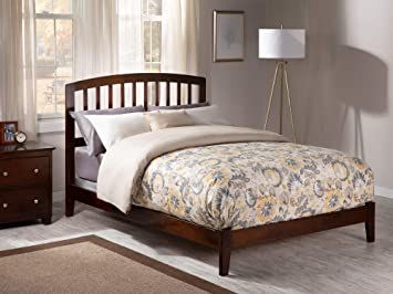 Atlantic Furniture Richmond Traditional Bed, Full, Walnut Arched Headboard, Full Platform Bed, Curved Headboard, Slatted Headboard, Traditional Bed, Solid Wood Platform Bed, Bed With Drawers, Wood Platform Bed, Trundle Bed