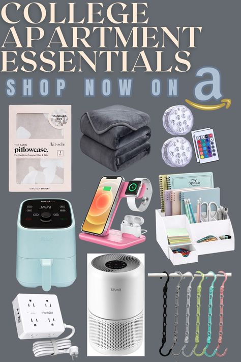 I have purchased all of these things and it made life in an apartment as student a million times easier! Find my list on storefront! college apartment essentials College Apartment Essentials, Apartment Needs, Apartment Essentials, Satin Pillowcase, College Apartment, Amazon Storefront, Happy Hair, College Dorm, Store Fronts