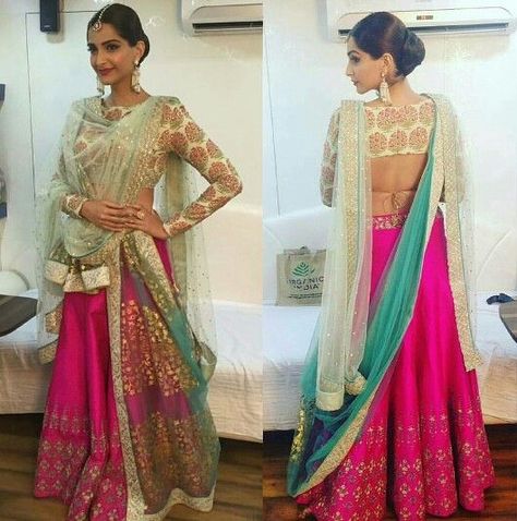 11 Cool-Girl Ways to Drape a Double Dupatta! (The 10th One Is Our Fav!) | WedMeGood Sonam Kapoor Lehenga, Double Dupatta, Dupatta Draping Styles, Indian Wedding Guest Dress, भारतीय दुल्हन संबंधी, Dupatta Draping, Indian Wedding Guest, Desi Attire, Drape Sarees