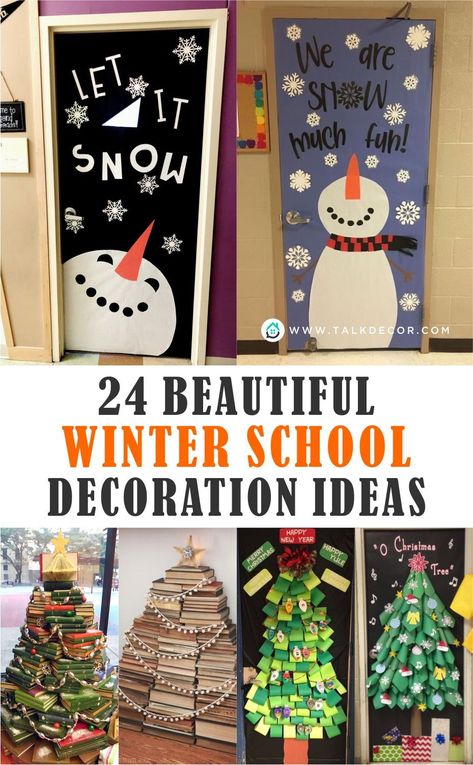 Are you considered a creative person? Why don’t you use that creative side for a school decoration? Decorate with winter theme and you can see how your classroom will be more interesting. Go now! Everyone needs your hands either you are a teacher or student. #winterschooldecorationideas #winterdecorations Decorate School Doors For Christmas, Christmas School Crafts Classroom, Winter Hanging Decorations Classroom, Winter Decor For School, Christmas Themed School Doors, December Decorations Classroom, Decorating Classroom Doors For Christmas, Winter Decor Classroom, Winter Theme Door Decorations For School