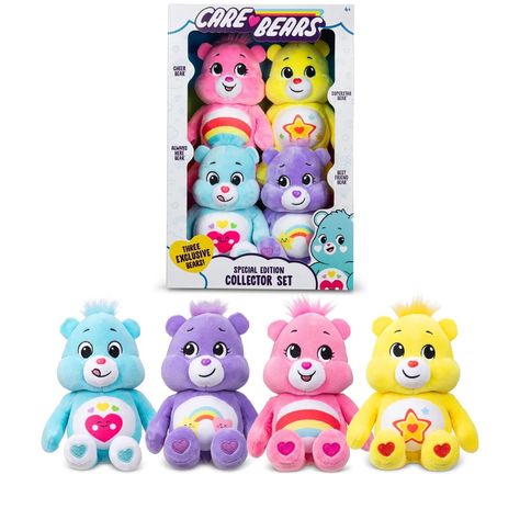 Care Bears 20cm Plush Treasure Box 4-Pack (Cheer Bear / Superstar Bear /Best Friend Bear / Always Here Bear). Bring home the magic of friendship with our Care Bears collection! Which one will be your favorite? 🌈❤️ #Toys4You #cuddlebuddies #carebears #treasure #bearfriends #carebearstoys #carebearscollection For more amazing toys visit our website. www.toys4you.co.uk Care Bears Stuff, Care Bears Plushies, Care Bears Aesthetic, Care Bear Plush, To Best Friend, Rainbow Badge, Care Bears Plush, Bear Bears, Heart Rainbow