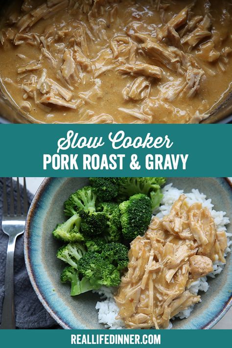 Pork Roast And Gravy, Pork Loin Roast Crock Pot, Pork Shoulder Roast Crock Pot, Crockpot Pork Shoulder, Pork Roast With Gravy, Roast And Gravy, Pork Roast Crock Pot Recipes, Aip Dinner, Crescent Roll Recipes Dinner