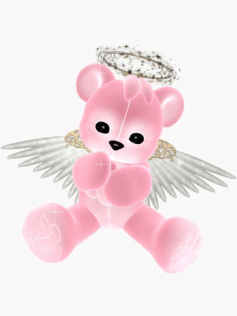 "pink angel bear" Sticker by glitteryhearts | Redbubble Emo Pink Aesthetic, Pink Angels, Angel Bear, Bear Sticker, Pink Angel, Glitter Graphics, Collage Background, Cute Teddy Bears, Designer Toys