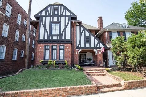 13 Tudor House Exterior Paint Color Ideas Worth Copying | Hunker Two Tone Exterior House Colors, Brick Exteriors, Tudor House Exterior, Stucco Paint, Red Brick Exteriors, Exterior Gray Paint, Gray Exterior, Black Roof, House Exterior Paint