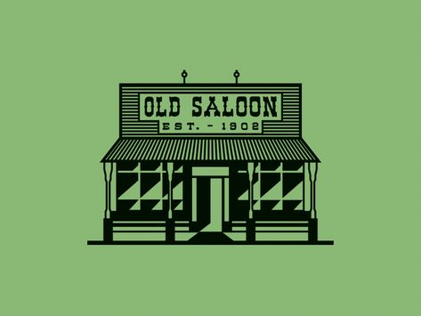 Saloon Illustration, Old Saloon, Quick Illustration, Poster Challenge, Cowboys Bar, Western Saloon, Girl Gang, Vintage Logo, Flat Design