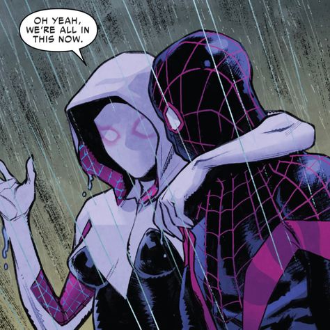 miles morales aka spider-man and gwen stacy aka spider-woman/spider-gwen/ghost-spider icon. Spider Man And Gwen, My Superhero, Ghost Spider, Black Color Hairstyles, Color Hairstyles, Old Comics, Gwen Stacy, Spider Gwen, Spider Woman