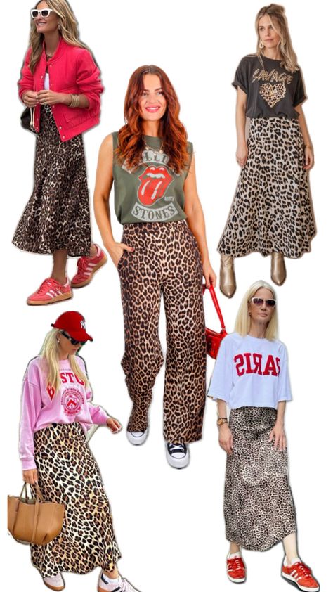 Camisa Rock, Printed Skirt Outfit, Outfits Gorditas, Leopard Print Outfits, Leopard Outfits, Animal Print Outfits, Fall Attire, Looking Good, Mom Outfits