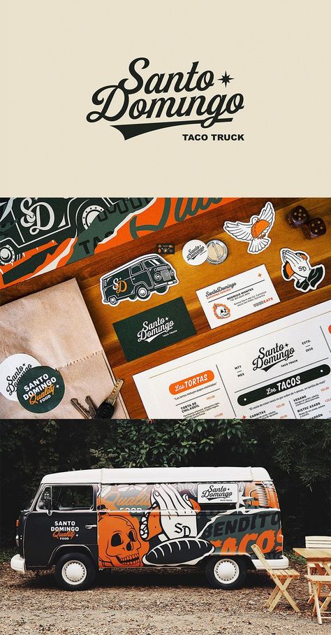 Catering Logo, Unique Business Cards Design, Unique Business Card, Truck Business, Logo Presentation, Taco Truck, Food Logo Design, Presentation Cards, Food Truck Design