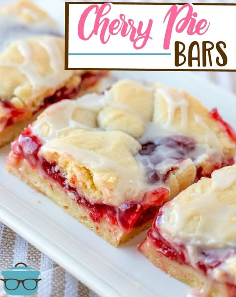 HOMEMADE CHERRY PIE BARS (+Video) - The Country Cook Cherry Pie Bars Recipe, Easy Cherry Pie, Homemade Cherry Pie, Pie Bars Recipe, Cherry Pie Bars, Homemade Cherry Pies, Cherry Bars, Pie Bar Recipes, Country Cook