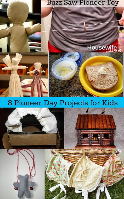 Housewife Eclectic: 8 Pioneer Day Projects for Kids Pioneer Christmas Crafts For Kids, Oregon Trail Crafts, Little House On The Prairie Activities, Playful Pioneers, Pioneer Christmas, Pioneer Day Activities, Pioneer Games, Pioneer Activities, Pioneer Bonnet