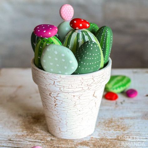 Crafts for Seniors: easy crafts for senior citizens to make Geriatrics Activities, Clay Pot Garden, Elderly Crafts, Painted Rock Cactus, Rock Cactus, Easy Valentine Crafts, Pot Garden, Cactus Painting, Cat Air