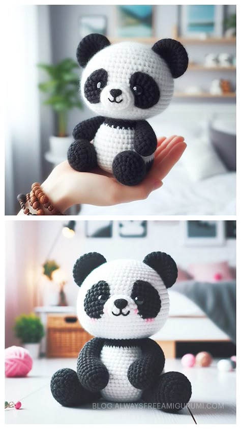 Panda Kawaii Amigurumi Crochet Free Pattern How To Crochet A Panda, Crochet Panda Pattern Free, Panda Amigurumi Free Pattern, Crochet Panda Pattern, Panda Crochet Pattern, Amigurumi Crochet Free Pattern, Kawaii Amigurumi, Amigurumi Panda, Turtle Amigurumi