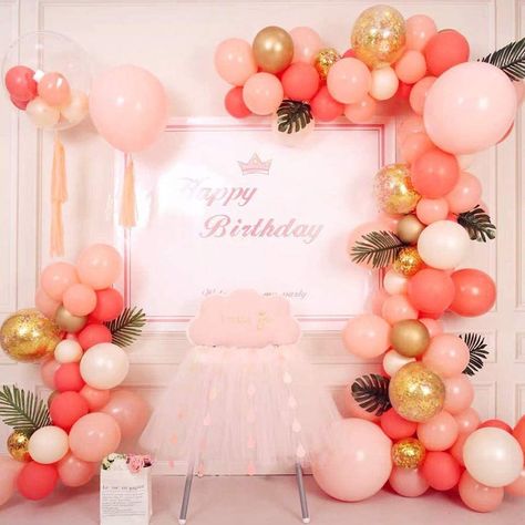 Coral Red Peach Blossom Gold Balloon Garland & Arch Kit 115pcs | Etsy