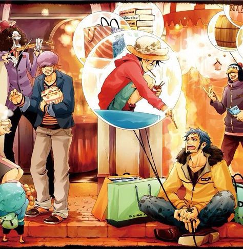 Strawhat pirates and Heart pirates Luffy Ships, One Piece Christmas, Strawhat Pirates, Heart Pirates, Tony Tony Chopper, Tony Chopper, Bakugou Manga, Anime Christmas, One Piece Ship