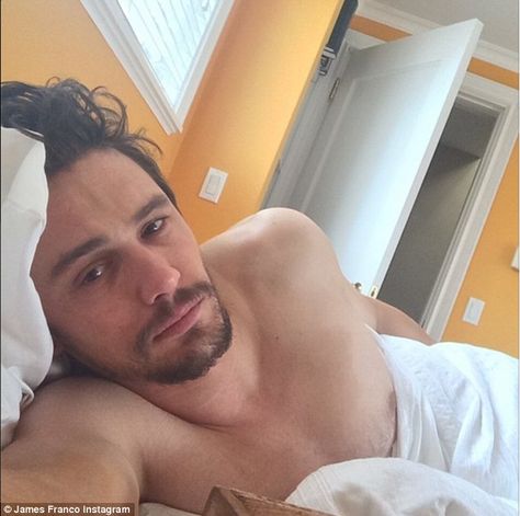 Bedroom eyes: James Franco shared some shirtless photos from bed on Instagram on Friday James Franco Instagram, James And Dave Franco, Franco Brothers, Dave Franco, Selfie Fail, Celebrity Selfies, Actor James, Instagram Selfie, James Franco