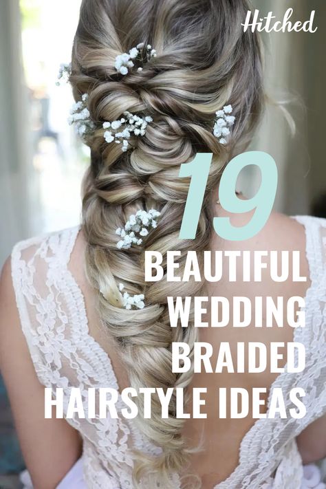 Braid Styles Wedding Guest, Long Hair Wedding Braid, Braided Wedding Hairstyles Medium Length, Braid Hairstyle For Weddings, Long Braided Wedding Hairstyles, Side Braids For Long Hair Wedding, Braid For Wedding Bridesmaid, Braided Bridal Updo With Veil, Fancy Braids For Long Hair Wedding