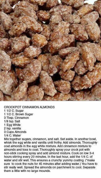 Cinnamon Almonds, Nut Recipes, Köstliche Desserts, Crock Pot Cooking, Food Dessert, Almond Recipes, Candy Recipes, Sweet Snacks, Cobbler