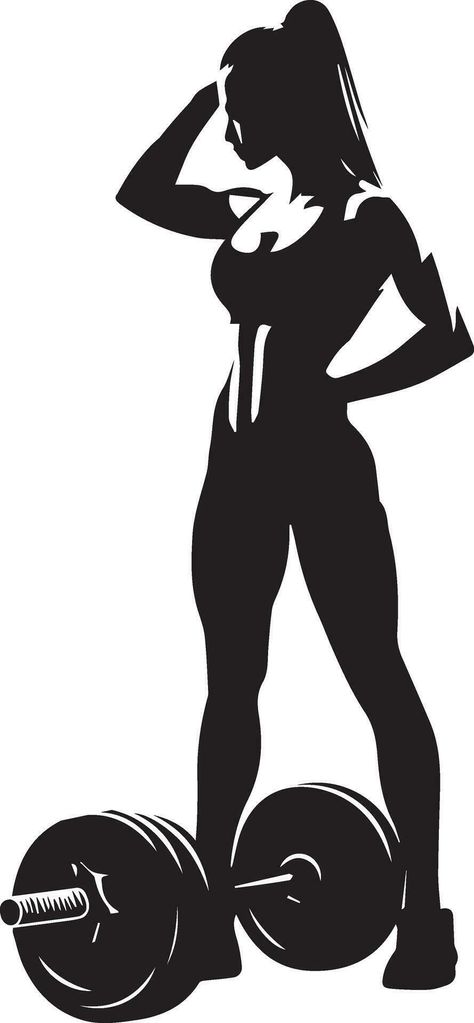 Woman Doing Gym Vector silhouette illustration black color Fit Woman Silhouette, Cartoon Fitness Art, Gym Girl Illustration, Gym Illustration Art, Fitness Art Drawing, Gym Silhouette, Woman Physique, Diy Workout Tank, Fitness Silhouette