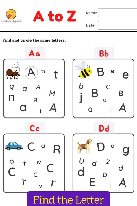 Identify Alphabet Activities, Identify Alphabet Worksheet, Find Letter A Worksheet, Uppercase And Lowercase Worksheet, Find Alphabet Worksheet, Letter Find Worksheets Free Printables, Identify Letters Activities, Find The Letter Free Printables, Identifying Letters Activities