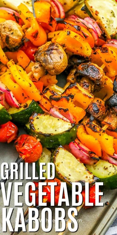 Vegetable kabobs are an easy and versatile recipe that allows you to grill whatever fresh veggies you have on hand. Marinade them in this olive oil and herb seasoning and toss on the grill for 10 minutes. So quick and simple to enjoy on any night of the week.  #spendwithpennies #vegetablekabobs #shishkabobs #skewers #herbmarinade #sidedish #grilled #vegetables Kebab Marinade, Grilled Veggie Kabobs, Grilled Vegetable Kabobs, Grilled Vegetable Skewers, Grilled Kabob Recipes, Grilled Vegetable Recipes, Vegetable Kebabs, Grilled Side Dishes, Veggie Kabobs