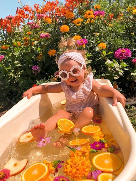 Baby Summer Photo Shoot Ideas, 15 Month Old Photo Shoot, 8 Month Old Photoshoot Ideas, May Monthly Baby Pictures, Watermelon Photo Shoot Baby, Summertime Photoshoot Ideas, Baby Fruit Bath Photoshoot, June Baby Photoshoot, 11 Month Old Baby Photoshoot Ideas