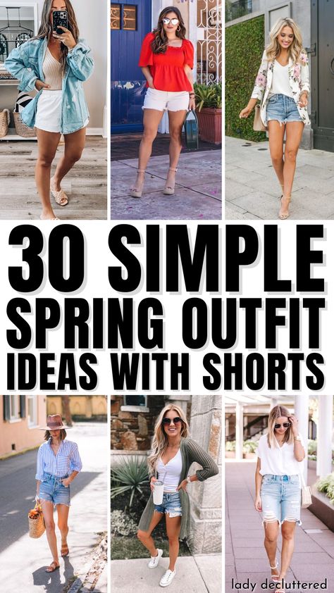 30 Simple Spring Outfit Ideas with Shorts Spring Shorts Outfits Casual, Spring Short Outfits, Spring Shorts Outfits Women, Jean Shorts Outfit Spring, Spring Outfits With Shorts, Dressy Shorts Outfits Women, Summer Shorts Outfits For Women, What To Wear With Shorts, Outfit Ideas With Shorts