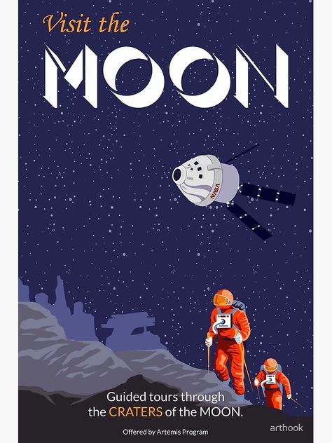 "Visit the Moon - Space Travel Art" Poster for Sale by arthook | Redbubble Space Travel Art, Space Tourism Posters, Craters Of The Moon, Moon Space, Space Tourism, Moon Poster, Art Poster Design, Space Travel, Space Art