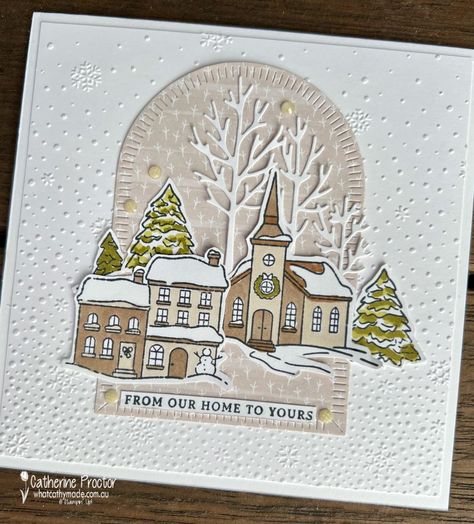 Stampinup Yuletide Village, Su Yuletide Village Cards, Stampin Up Yuletide Village Cards, Yuletide Village Stampin Up Cards, Stampin Up Yuletide Village, Create Christmas Cards, Stamped Christmas Cards, Christmas Church, Stampin Up Christmas Cards