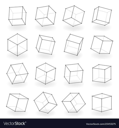 3 D Forms, Squares In Perspective, Square 3d Drawing, 3d Blocks Design, 3d Square Design, Square Shape Drawing, 3d Rectangle Drawing, Square Drawing Pattern, 3d Square Drawing