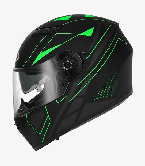 Matt Black Green Full Face Shiro SH-600 Elite Helmet Green Motorcycle Helmet, White Motorcycle Helmet, Matte Black Helmet, Black Motorcycle Helmet, Custom Helmet Design, Cool Bike Helmets, Green Motorcycle, Motorcycle Helmet Design, Biker Helmets