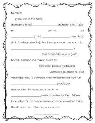 Teaching Spanish Writing Using Templates for High School, Middle School Students - World Language Cafe Spanish Writing Activities, Spanish 2 High Schools, Spanish Activities For High School, Spanish Worksheets High School, Spanish Cognates Activities, Spanish Transition Words, Spanish Exercises, Worksheets For Middle School, Spanish Homework