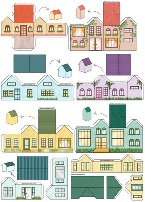 PAPERMAU: An Easy-To-Build Little House Papercraft For Kids - by Semesta Ibu Printable Buildings Templates, Cardboard House Template Free Printable Patterns, House Model For School Project, Paper House Template Printables Free, Paper City Printable, Papercraft House, Trabajos Aesthetic, Paper House Printable, Beetlejuice Decor