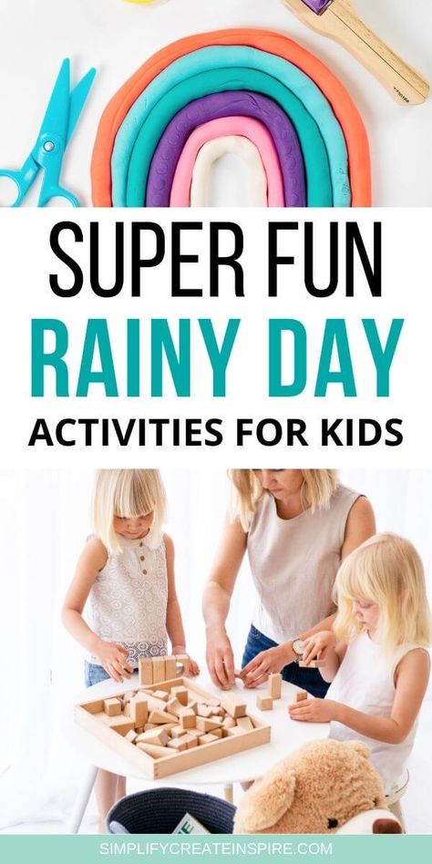 FunRainy Day activities for kids will brighten their faces even with the gloomy weather. These things to do on rainy days are the perfect solution to cabin fever, with ideas for younger children, older children and even a few outdoor wet weather activities that kids will love! With 75 creative ideas, this will become your go-to list of rainy day activities for all future wet weather days too! Indoor activities for kids. Wet weather activities for kids. Indoor Kid Activities, Fun Rainy Day Activities, Weather Activities For Kids, Rainy Day Activities For Kids, Gloomy Weather, Family Bonding Activities, Rainy Day Fun, Indoor Kids, Weather Activities