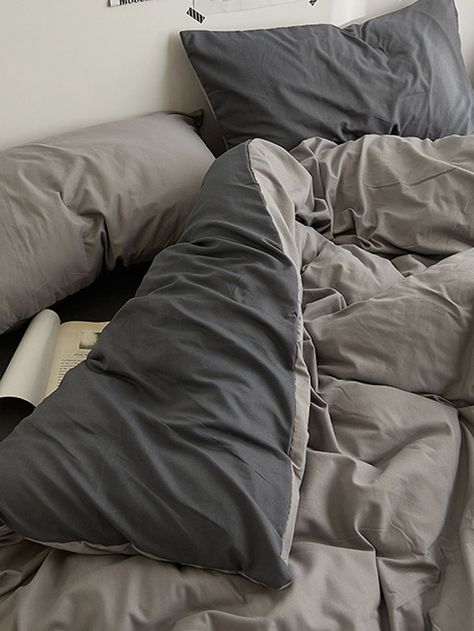 Bedding Set Gray, Dark Grey Solid Color, Nordic Bedding, Minimalist Bedding Sets, Grey Solid Color, Nordic Bed, Men's Bedding, Bed Comforter, Bedding Sets Grey