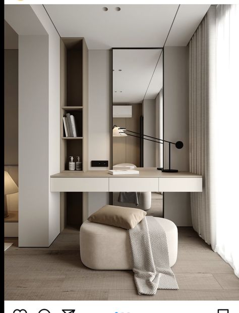 Minimal Modern Bedroom, Dressing Table Ideas, Dressing Table Mirror Design, Small Modern Bedroom, Bad Room, Esthetics Room, Dressing Table Design, Bathroom Inspiration Modern, Holland Park