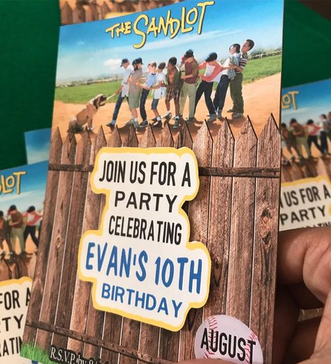 Sandlot Birthday Party Invitations, Sandlot Themed Birthday Party, Sandlot Birthday Party, Sandlot Party, Sandlot Birthday, Levi Birthday, 2nd Birthday Party For Boys, Baseball Theme Party, Bday Party Theme