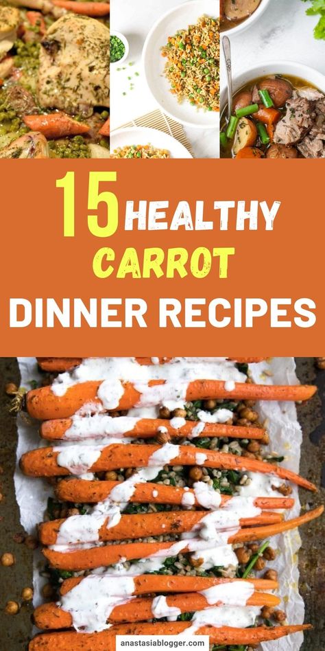 Did you know that carrots have a lot of health benefits which include fiber, vitamin k1, and several antioxidants? Furthermore, carrots promote weight loss and improve eye health. With all that said, here are 15 delicious dinner recipes with carrots as the main ingredient! #carrotrecipes #healthyrecipes #dinnerrecipes Healthy Dinner Recipes With Carrots, Dinners With Carrots, Dinner Recipes With Carrots, Carrot Dinner Recipes, Meals With Carrots, Carrot Recipes Healthy, Healthy Carrot Recipes, Recipes With Carrots, Carrot Dinner