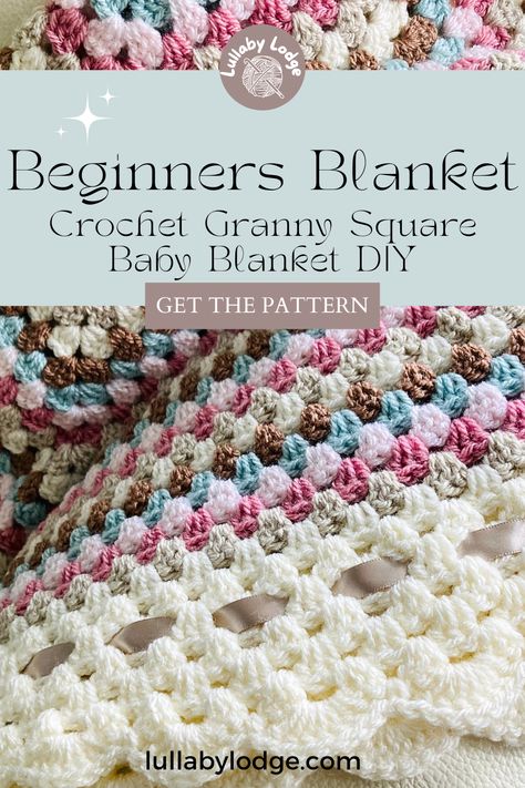 Discover the perfect granny square baby blanket pattern for beginners. This charming and timeless design is quick and easy to make, creating a cozy and beautiful blanket for your little one. Follow the step-by-step instructions to craft a heartfelt handmade gift. Pretty Crochet Squares, Granny Square Baby Blanket Free Pattern, Pretty Granny Squares, Perfect Granny Square, Crochet Granny Square Baby Blanket, Baby Blanket Granny Square, Beautiful Crochet Blanket, Granny Square Blanket Pattern, Crochet Blanket Stitches