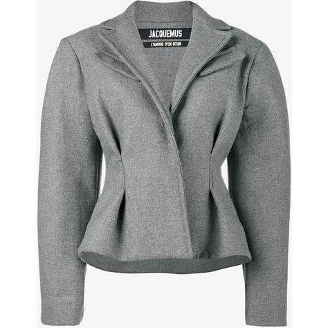 Jacquemus Tailored Jacket With Oversized Shoulders ($997) ❤ liked on Polyvore featuring outerwear, jackets, grey, gray jacket, long sleeve jacket, grey jacket, tailored jacket and jacquemus Cool Coats, Structured Jacket, Grey Jacket, Future Clothes, Blazer Set, Futuristic Fashion, Wool Blend Jacket, Casual Chic Outfit, Tailored Jacket