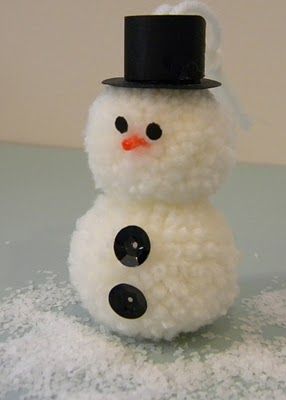 Sew and Tell: pom pom snowman ornament Pom Pom Snowman, Unique Kids Crafts, Christmas Pom Pom, Christmas Crafts For Toddlers, How To Make A Pom Pom, Pom Pom Crafts, Snowman Ornament, Sewing Projects For Kids, Snowman Crafts