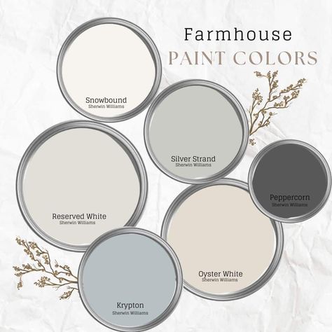 Love your new farmhouse color palette with these modern neutral tones that will create an absolutely stunning home design. Sw Farmhouse Color Palette, Cream Colour Scheme, Mountain Modern Paint Colors, Small House Colors Interior, Entryway Color Ideas Paint Farmhouse, Farmhouse Basement Paint Colors, Room By Room Paint Colors, Paint Colors For Tall Walls, Rustic Cottage Paint Colors