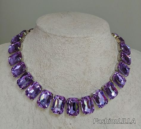 Lavender Necklace, Provence Lavender, Crystal Necklaces, Anna Wintour, Violet Purple, Exclusive Jewelry, Gorgeous Jewelry, Bridesmaid Earrings, Austrian Crystal